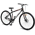 Geekay Hashtag City Joy 27.5T Single Speed Hybrid Cycle/Bicycle for Men, 18" Inches Steel Frame with Dual Disc Brakes | Ideal Rider Age 11+ Years - Black Orange