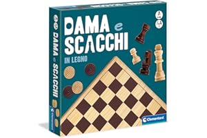 Clementoni - Dama e Scacchi in Legno, Gioco da Tavolo Ragazzi 6+ Anni e Adulti, per 2 Giocatori, Idea Regalo Made in Italy, Lingua Italiana, 16828