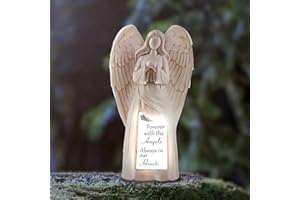 MULDALE Solar Angel Statue for Cemetery - In Loving Memory Ornament - Outdoor Indoor Praying Angel Figurines for Loss of Loved Ones - Gifts for Passed Loved Ones - Light Up Memorial Gifts - In Remembrance