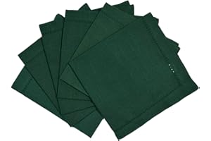 Penguin Home® Set di 6 Tovaglioli in Cotone, 100% Lino, Verde Solido