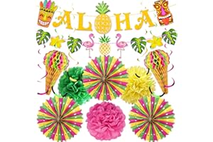 YBwanli 16 Stück Hawaii Party Deko, Aloha-Thema Dekoration für Sommerparty, Poolparty, Strand, Tiki-Bar/Cocktailbar – Tropische Beach-Party-Dekoration