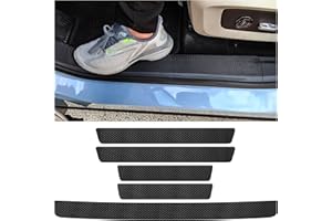 GTLM 5PCS Car Door Sill Protector,Carbon Fiber Threshold/Rear Bumper Guard Anti-Scratch Sticker Door Edge Protection Decorate,Interior Accessories Self-Adhesive Anti-Scratch Waterpoor (Carbon Fiber Black)