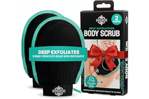 Dermasuri Diep Exfoliërende Handschoen - Polijstende Lichaamsscrubber & Verwijderaar van Dode Huid - Koreaanse Exfoliërende Handschoen - Cadeaus voor Dames en Heren, Keratosis Pilaris Exfoliator-2 Pak
