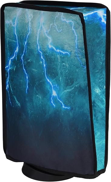 PlayVital Staubhülle für ps5,Staubschutze Hülle Spritzwasserdichte Tasche,Schutzhülle Abdeckung Case für Playstation 5 Konsole Digital Edition&Regular Edition(Grüner Sturm Donner) - 1