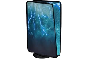 PlayVital Staubhülle für ps5,Staubschutze Hülle Spritzwasserdichte Tasche,Schutzhülle Abdeckung Case für Playstation 5 Konsole Digital Edition&Regular Edition(Grüner Sturm Donner)