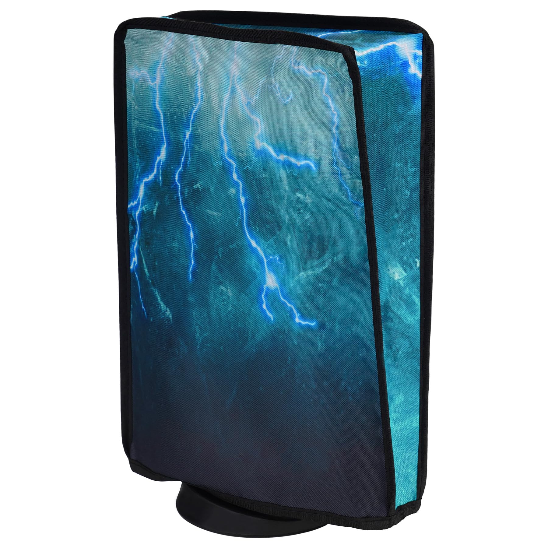 PlayVital Staubhülle für ps5,Staubschutze Hülle Spritzwasserdichte Tasche,Schutzhülle Abdeckung Case für Playstation 5 Konsole Digital Edition&Regular Edition(Grüner Sturm Donner) - 1