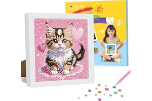 GHHKUD Kit per diamond art per bambini, con cornice, kit per pittura a mosaico 5D, con piccoli diamanti, idea regalo per ragazze e ragazzi, kit di arte con cristalli per bambini dai 6 ai 7 ai 9 ai 12