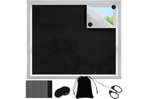 ZOCONE Tessuto Oscurante per Finestre Lucernari, 145 * 300cm, Tenda a Rullo Senza Forare con Rivestimento Isolamento Termico, con Rettangolo Tondo Nastro Magico e 1 Forbici, per Ufficio/Studio/Auto