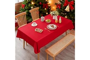 Demetex Table Cloth 152x213 cm Red Waterproof Tablecloth Rectangle Fabric Table Cover for Christmas Wedding Banquet Party, 60x84 in, 1 Pc, Red