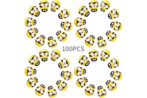 Boao 100 Pezzi Piccoli Ape in Legno Autoadesivi Ape Mini Ape in Legno Adesivi in Legno Ape per Abbellimento, Fabbricazione di Carta, Decorazione,Giallo