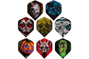 DESIGNA DARTS Horror Show | 100 microns Halloween et Horreur Inspiré Premium Fléchettes en forme standard n ° 2, 1 lot de 3 ailettes, plusieurs designs