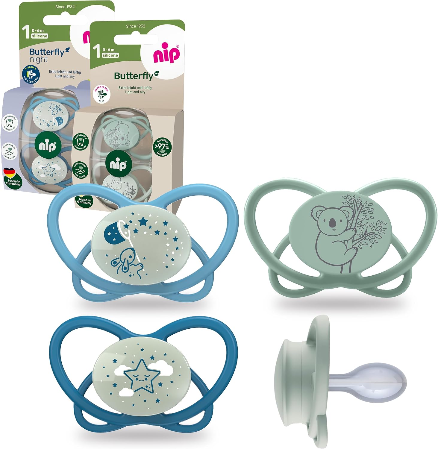 Technische Daten & Spezifikationen : nip Butterfly Day Night leuchtende Schnuller