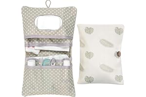 LAINIKE Diaper Bag Organizer and Cosmetic Bag 2in1 Small Diaper Bag Organizer Baby for Mother on The Go (Leaves)