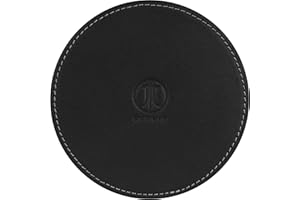 JT Berlin Echtleder Untersetzer für Gläser und Tassen in Schwarz - [Ø 100mm, rutschfest, Velour-Unterseite, Handarbeit] - 10427