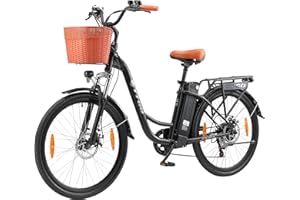 ttgo Bici Elettrica Donna 26 Pollici, Bicicletta Elettrica con 36V 14,5Ah Batteria Rimovibile, Max.100km con Display LCD, Biciclette Elettriche da Città con Cestino,C2