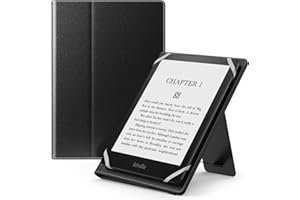 MoKo Universal Case for 6",6.8",7" Kindle eReaders - Kindle/Kobo/Voyaga/Lenovo/Sony Kindle E-Book Reader, Lightweight PU Leather Folio Shell Cover Case, with Hand Strap/Kickstand, Black