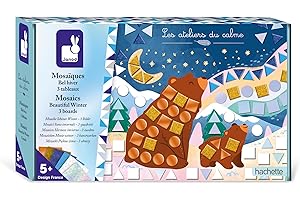 Janod - Coffret Mosaïques en Mousse - Thème Hiver - Les Ateliers du Calme - 3 Tableaux - Kit Loisir Créatif Enfant - Apprentissage Motricité Fine et Concentration - Dès 5 ans - J09151