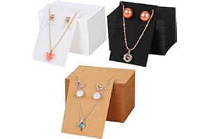 BELLE VOUS Pack de 360 Etiquetas Carton Expositor Pendientes y Collares Soporte para Joyas de Papel Kraft 360 - Tarjetas Kraft en Blanco Joyas, Pendientes Tachas y Cadenas