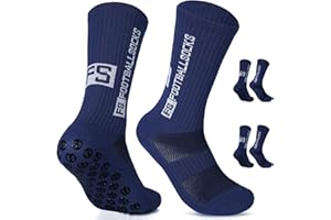 Dinjunxi Chaussette Antidérapante Foot 2 Paires Chaussettes Antiderapantes Homme Femme, EU 39-46 / UK 6-11, 75% Coton, Chaussette Sport pour Football Basket Rugby Yoga Trekking