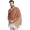 Zamour Men's Indian Embroidery Traditional Stole Shawl Lohi Wrap for Prayer Meditation