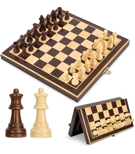 Jeu D'échecs Staunton En Bois De Schima Teinté Naturel Et Marron