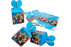 Gxhong Cajas De Fiesta Bolsas de Cumpleaños,24pcs Cajas de Caramelo The Avengers Tema Reutilizable Super hero Bolsas de Fiesta Bolsa Papel Bolsa Chuches Cumpleaños,para Chocolate Galleta Chuches