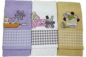 Vingi ALAMBRA Set Strofinacci Cucina Home CANOVACCI Cotone Moderni Ricamati (Fantasia 51)