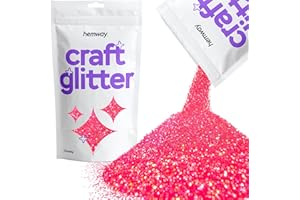 Hemway Craft Glitter Multi Purpose Flakes for Arts Crafts Tumblers Resin Epoxy Nails Wax Scrapbook Glass Schools Decorations - Fluorescent UV Neon Pink - Chunky (1/40" 0.025" 0.6mm) 100g / 3.5oz