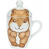 THUN - Mug con Coperchio in Ceramica Decorata per caffè, tè o Cioccolata Calda - Linea Fall in Love - caffè al Volo, Mug Tazz