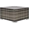 Outsunny Patio Rattan Coffee Table Ready to Use Outdoor Furniture Suitable for Garden Backyard, Deep Grey