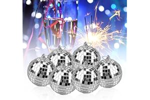 posionks 6 Pièces 6 x 6 cmBoule a Facette Decoration Argent Boule à Facettes Boule Disco Miroir Balls Boule Disco Decoration Convient pour Une Soirée Disco un Anniversaire une Décoration de Noël