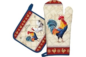 ‎ARQUIEL Arquiel Ofenhandschuh und Topflappen 2er Set, 100% Baumwolle Herbst Kochhandschuhe, Hitzebeständiger Küchenhandschuh Topflappen Herbst Zum Kochen Backen Grillen Geschenk,Vintage-Schwanz