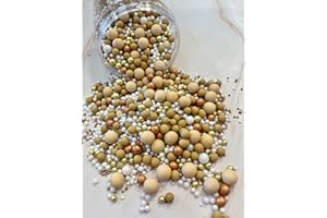 CAKE N BAKE Metallic/Shimmer Balls Edible Cupcake Cake Topper Sprinkles (90G Tub) (Nude Copper)