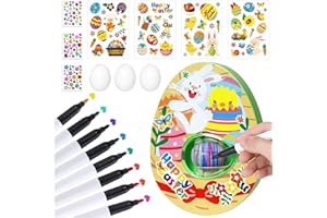 Joyesplay Osterei Dekorationsset,Ostereier Zum Bemalen mit Spinner DIY Osterdeko Mit 2 Sticker-Packs 3 Eiern & 8 Farben Stiften Oster Geschenk Kinder für Ostern (Gelb)