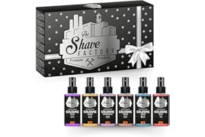 ‎THE SHAVE FACTORY THE SHAVE FACTORY Luxus Aftershave-Kölnischwasser Geschenkset – Set 1 – 6 x 50ml – Duftkollektion mit Beruhigenden & Erfrischenden Noten – Elegante Geschenkbox