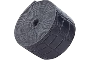 GORGECRAFT Bande de Sangle en Cuir Motif Crocodile 1-1/2,79 cm de Large et (5),(1) cm de Long Texture Bosse Ceinture en Cuir Cordon Plat Simple Face pour Projets D'Artisanat(Noir)