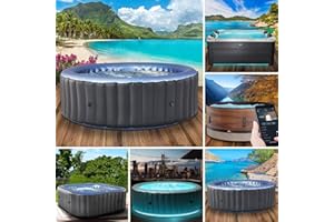 BRAST Whirlpool aufblasbar MSpa | 4-8 Personen | viele Modelle rund und eckig | Ø 125-224cm | In- Outdoor Pool | bis zu 144 Massagedüsen | inkl. Aufblasfunktion Abdeckung Timer Heizung | Bergen 4