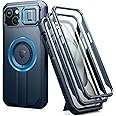 Dexnor for iPhone 15 Plus & 14 Plus Magnetic Case With Slide Camera Cover & Adjustable Kickstand & Built-in Screen Protector, Rugged Shockproof Bumper Cases Heavy-duty Cover - Navy Blue