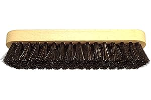 DELARA Grande Brosse à lustrer en Bois avec rainure de préhension ; en CRIN de Cheval Souple de Grande qualité, Couleur: Noir