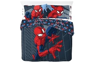 Jay Franco Marvel Spiderman City Streets - Juego de funda de edredón tamaño doble 200x200cm y 2 fundas de almohada de 50 x 70 cm, 100% algodón