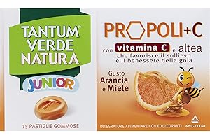 ANGELINI Tantum Verde Natura Junior - 15 Pastiglie Gommose Arancia e Miele