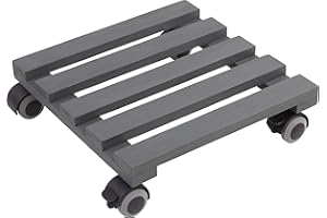 Metafranc 825260 - Rodillo para Plantas (300 x 300 mm, Capacidad de Carga de 60 kg, Placa de Pino, Ruedas de TPE con 2 Cierres, Ruedas de plástico TPE con 2 Cierres), Color Gris
