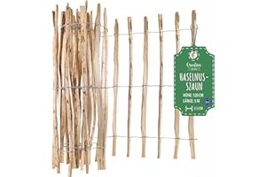 Creative Home Staketenzaun 120cm hoch und 5m lang | Haselnusszaun | Rollzaun | Lattenabstand 3-5 cm | Gartenzaun Holz Holzzaun | Zaun Garten Ideal als Rasenkante Blumenbeet Umrandung aus Haselnuss