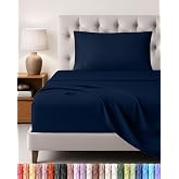 Utopia Bedding 3-Piece Sheet Set, 90 x 190 cm, Navy Blue | Fitted Sheet, Flat Sheet and 1 Pillowcase 50 x 75 cm &ndash; 90 cm Bed &ndash;