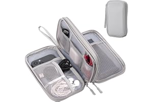 Arae Étanche Sac de Câble de Voyage Grande Capacité Antichoc, Organisateur Portable Double Couche pour Accessoires Électroniques, Compact pour Tech Gadgets, S, Gris