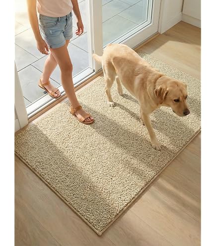 Tappetino Da Bagno SHACOS In Microfibra – 50x80 Cm, Beige, Antiscivolo Con Adesivo TPR, Morbido E Lavabile In Lavatrice
