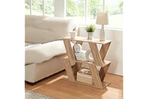 [en.casa] Tavolino da Divano Consolle Laterale per Soggiorno Mobile Basso con 3 Piani di Appoggio 60 x 22 x 57 cm - Effetto Rovere