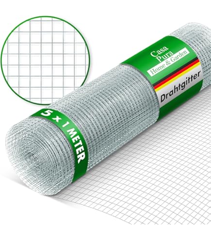 casa pura® Draadgaas verzinkt | Testscore 1,4 | 4-hoekig vlechtwerk draadhek | lengte en hoogte naar keuze (50x1000 cm