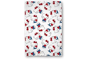 CHARACTER WORLD Hello Kitty oficjalnie licencjonowany koc polarowy, wzór Heartheld, super miękki, ciepły, idealny do sypialni dla nastolatków, na kemping i nocowanie, rozmiar 100 x 150 cm, biały