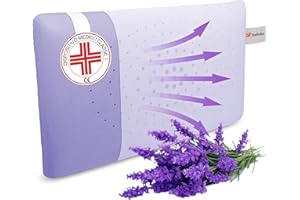 BELTALIA Cuscino Cervicale Memory Foam Aromaterapico – Dispositivo Medico Classe 1 Detraibile – Traspirante con Fori Surround – Fodera Jersey – Made in Italy - (Lavanda Jersey, 73x43 H14)